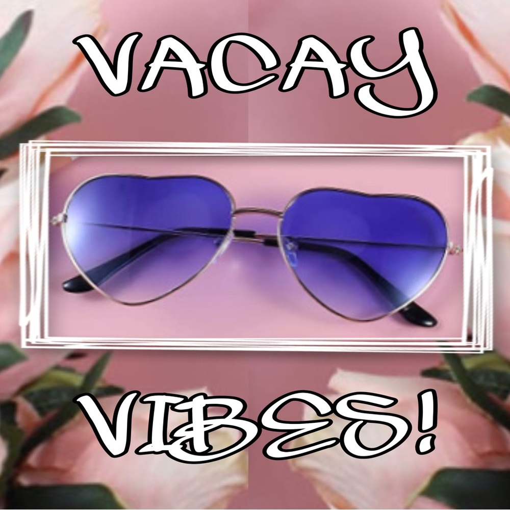 Blue Ombre Heart Sunglasses With Gold Frames